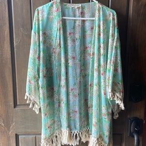 Mint green floral kimono Sz xl